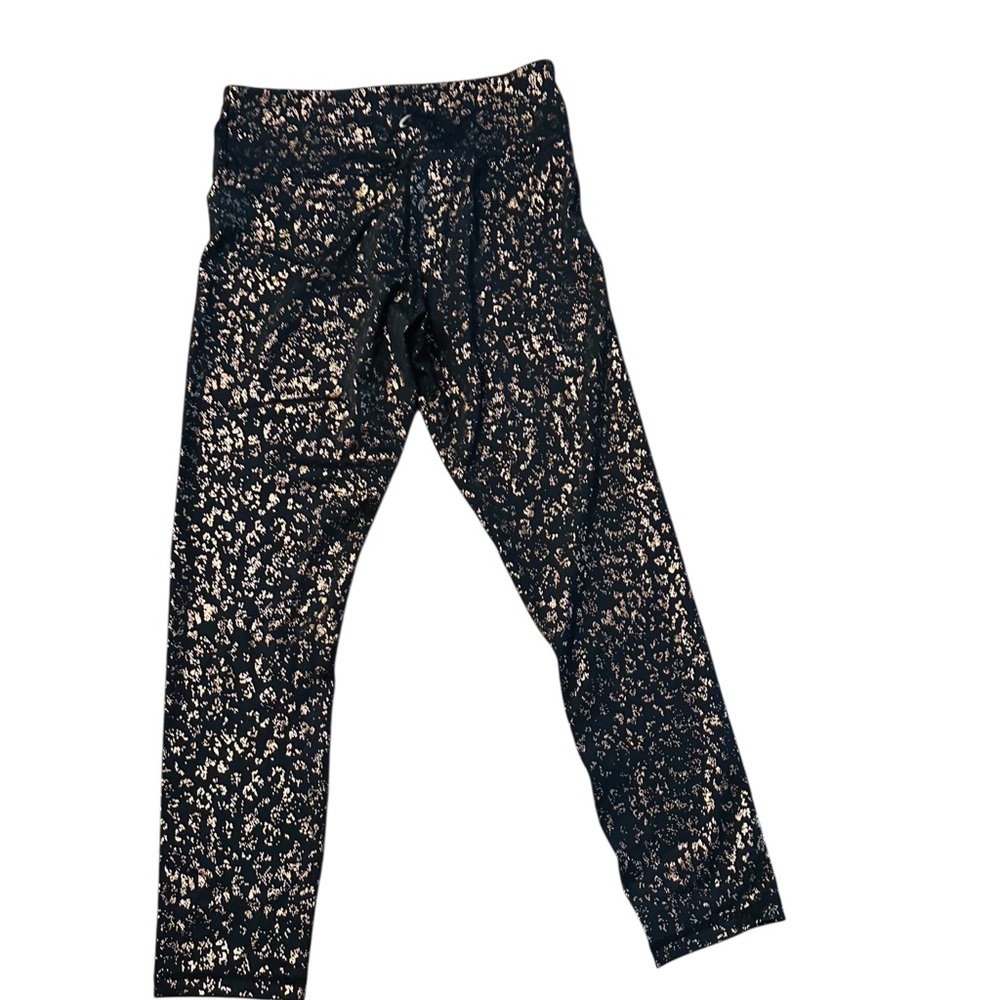 ZYIA Black 7/8 Leggings with Gold Metallic Flake Womens 8-10 - Picture 2 of 7